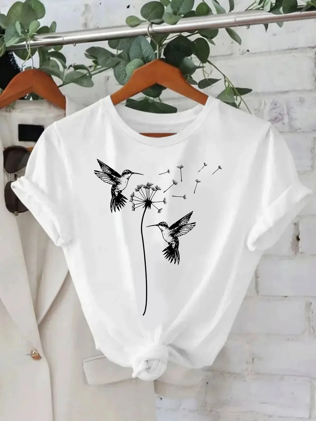 Fashionable Letter Cartoon Print Women's Round Neck T-Shirt, Simple Design, Comfortable And Breathable, Suitable For Daily Leisure And Versatile, Showing A Natural And Elegant Style, A Must-Have For Summer Parties, Local Delivery | IFYHOME