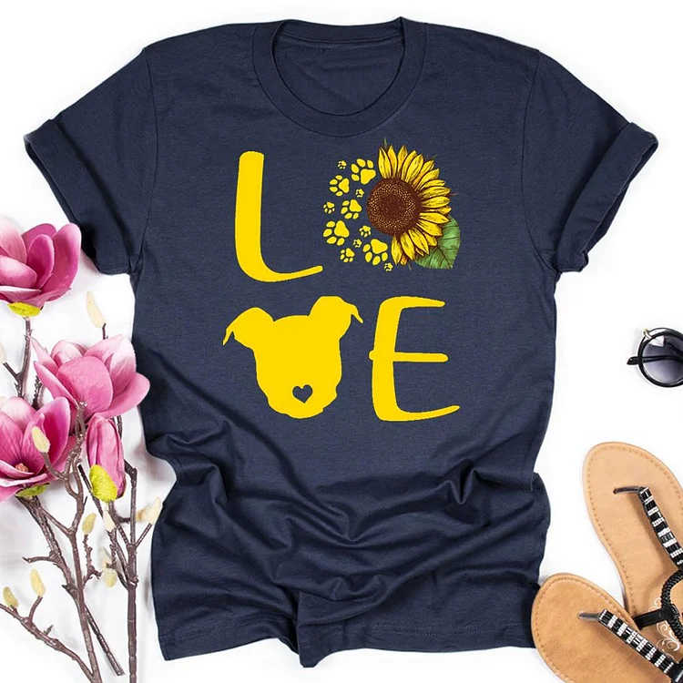 PSL - Pitbull Sunflower Paw Dog Love T-Shirt-03791