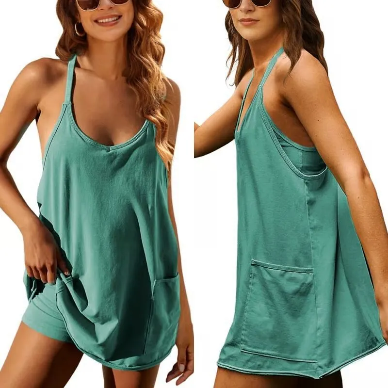 Women's Sleeveless Summer Dress with Shorts