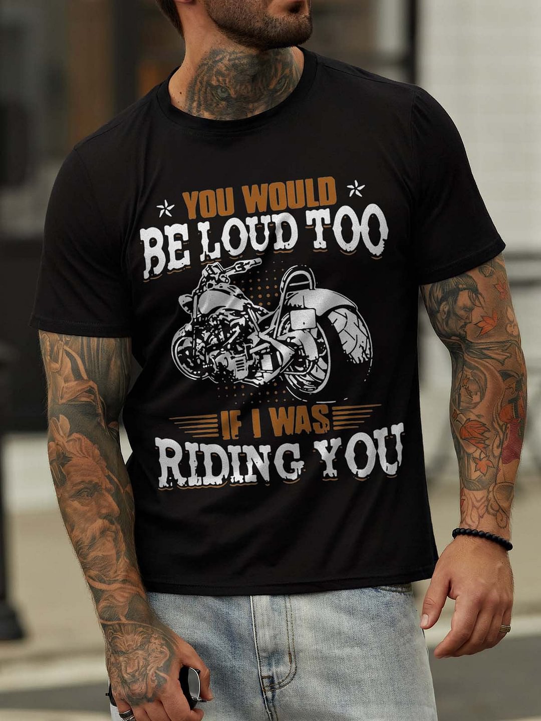 You Should Be Loud Too If I Was Riding You Casual Crew Neck Cotton Blends T-shirt