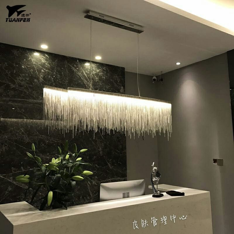 Modern Luxury Tassel Aluminum Chain Pendant Lights for Hotel Pendant Lamps Villa Restaurant Shop Decorative Art Lamps