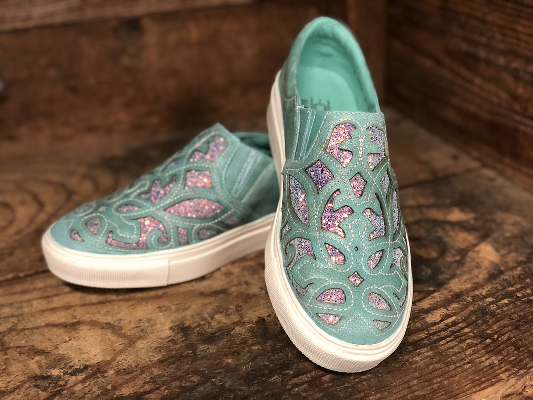 Corral Women�s Turquoise &amp; Glitter Inlay Slip On Casual