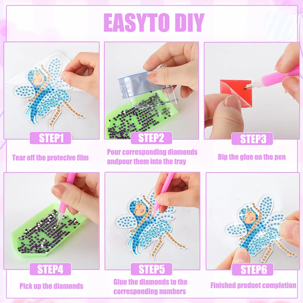 8Pcs Little Fairy Special Shaped Diamond Painting Fridge Magnet Fridge Stickers