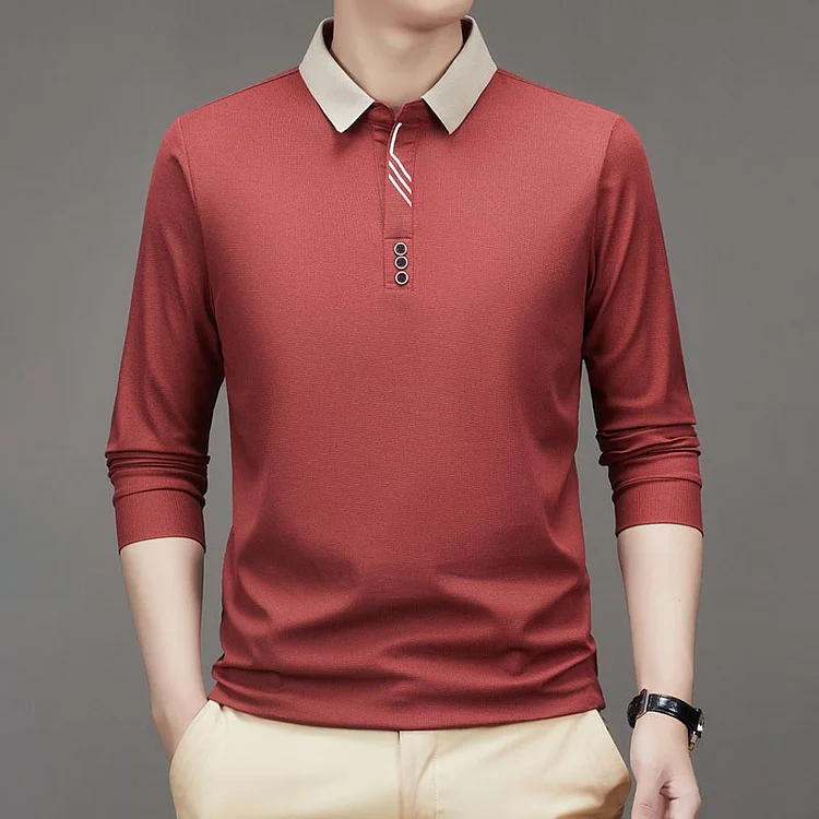 🔥2025 NEW SALES - 50% OFF🔥Men's Business Casual Solid Color Lapel Base T-shirt