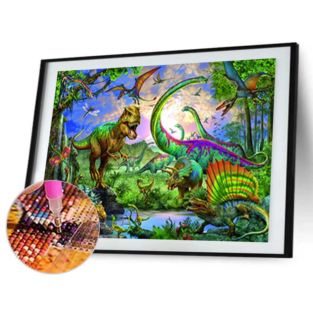 Diamond Painting - Full Round Drill - Forest Dinosaurs(40*30cm)