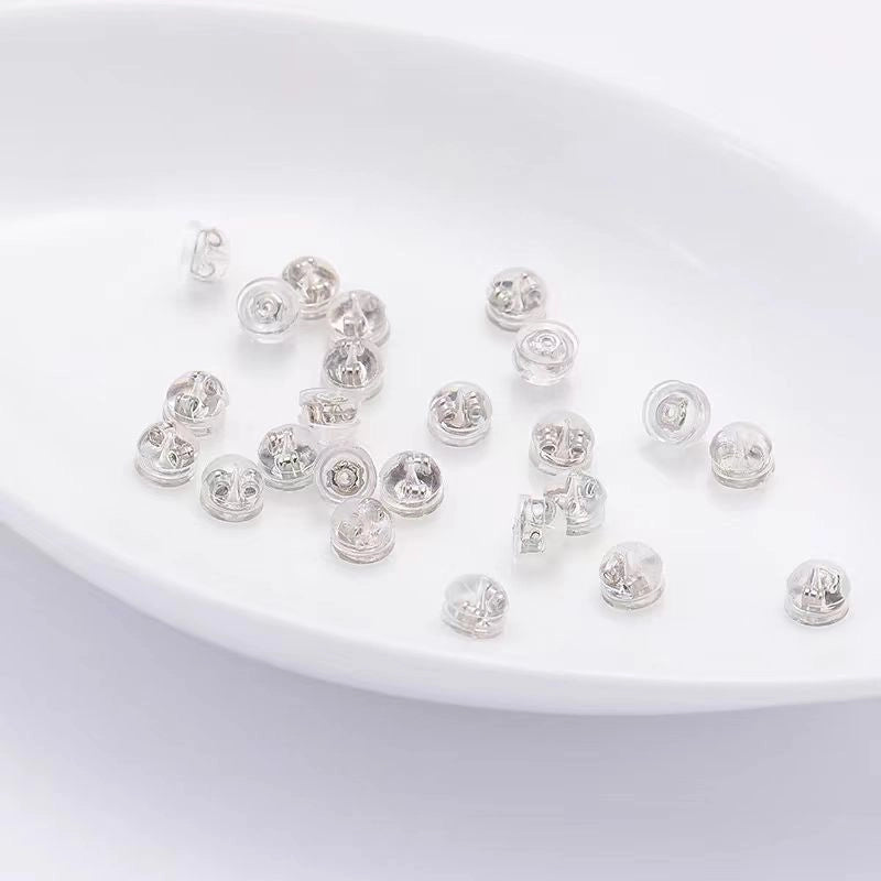 1 Pair Diameter 5mm 925 Sterling Silver Silica Gel Ear Nuts Earring Accessories