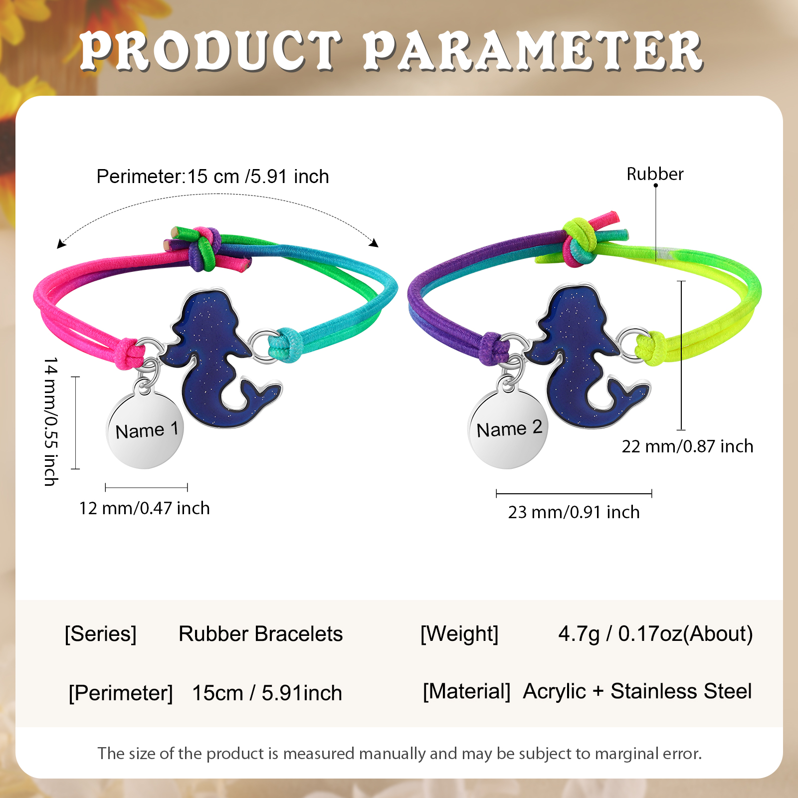 Custom 2 Names Bracelet Set 2 Pieces Hair Ties Back To School Gift for Girls Sisters Best Friends-Jessemade AU