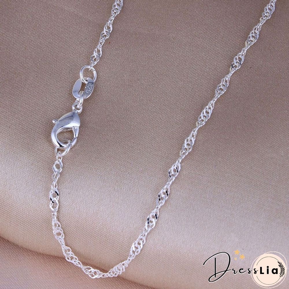New Arrival 925 Sterling Silver 2MM Men Women Water Wave Chain Necklace (DIY Necklace) 16"-30"