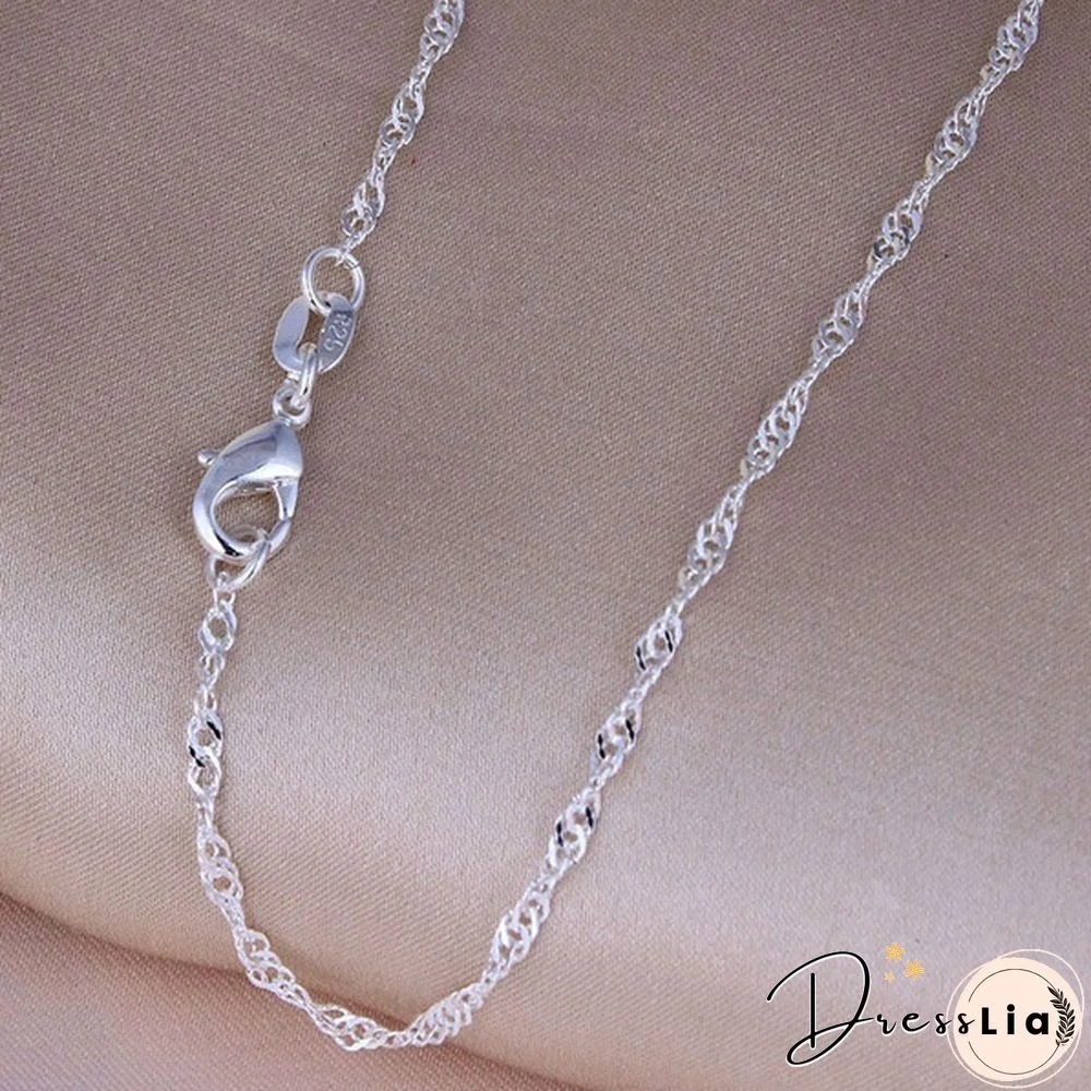 New Arrival 925 Sterling Silver 2MM Men Women Water Wave Chain Necklace (DIY Necklace) 16"-30"
