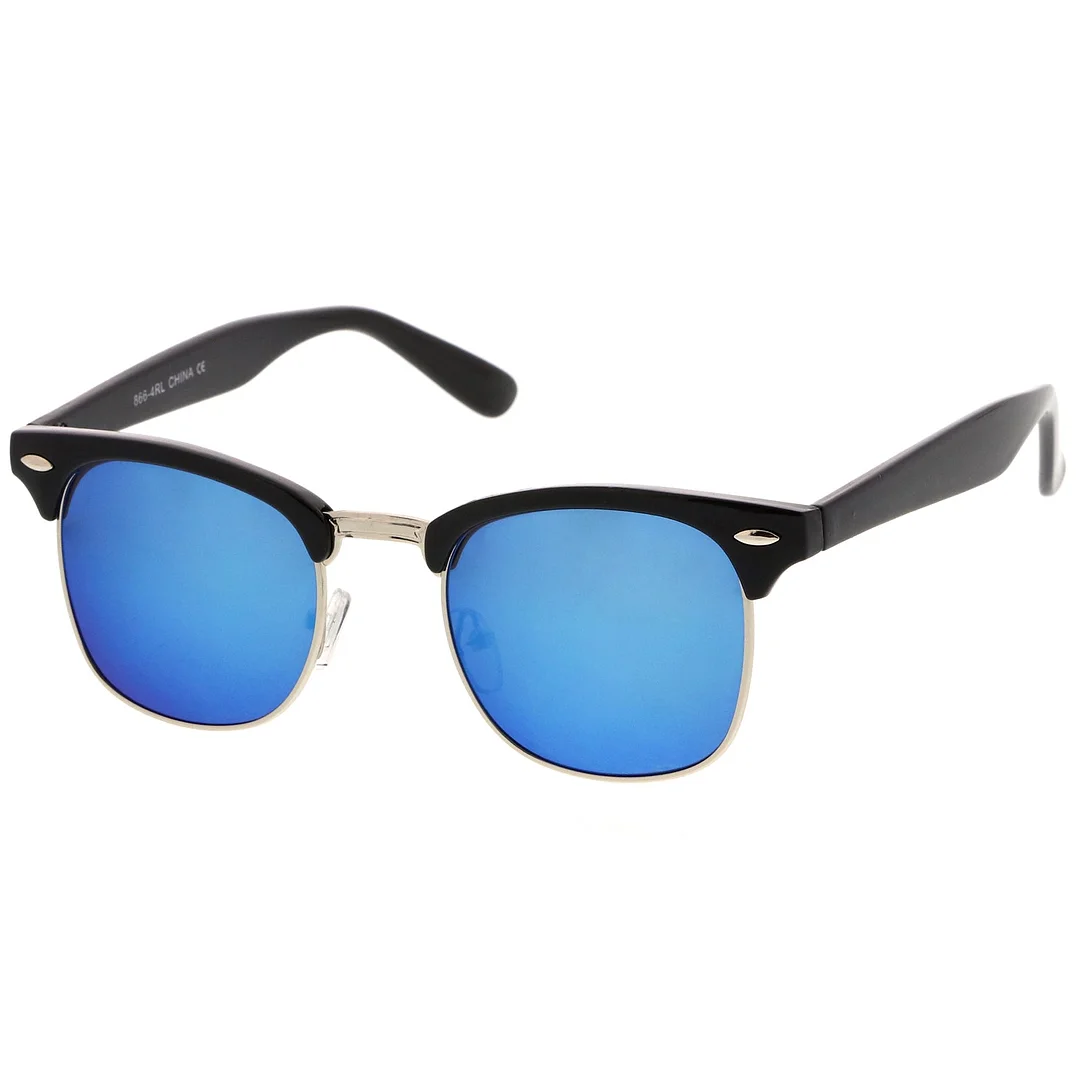 Premium Half Frame Colored Mirror Lens Horn Rimmed glasses 50mm