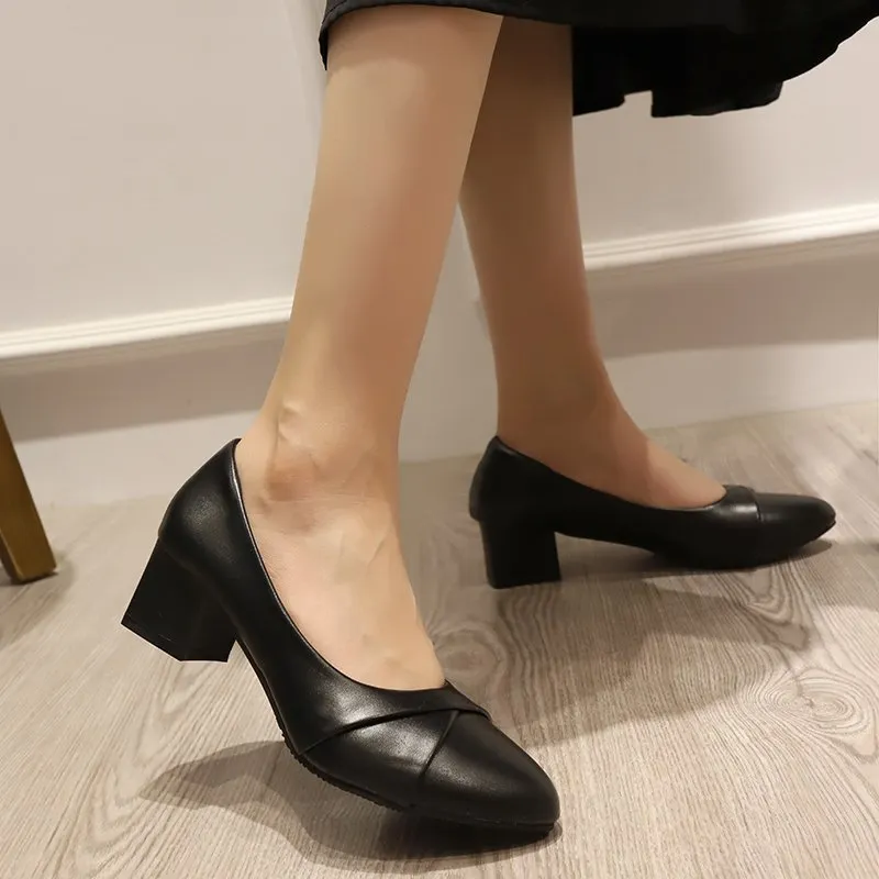 Breakj Breakj Heel Single Shoes Women 2025 New Spring And Summer Small Fragrant Wind Soft Leather Soft Sole Commuting Women's Shoes Square Head Gentle Mary Jane Shoes