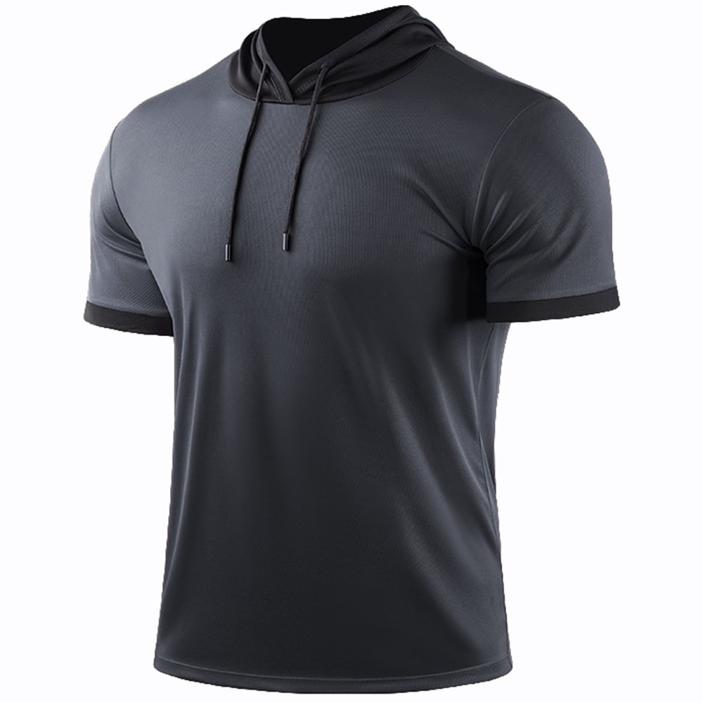 Men's Outdoor Hooded Mesh Breathable Sports Short Sleeve Top