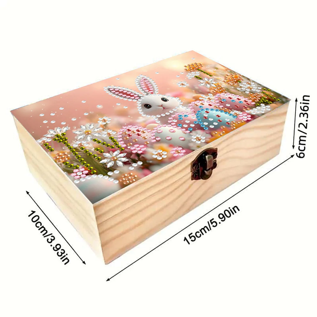 5D DIY Diamond Painting Handmade Wood Storage Box for Home Decor Craft (Rabbit)