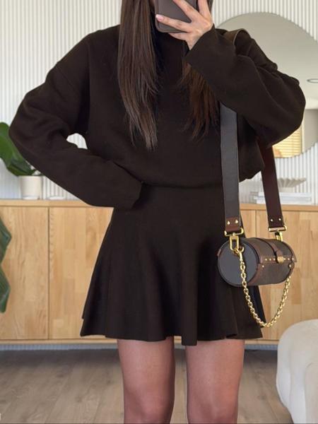 Women's Casual Half-High Neck Long Sleeve Knit Dress, Plain Color Loose-Fitting Sweater Dress, Fall & Winter Fashion Women's Casual Half-High Neck Long Sleeve Knit Dress, Plain Color Loose-Fitting Sweater Dress, Fall & Winter Fashion
