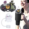 [US Local Warehouse] Halloween Acrylic Lid Charms with Cute Ghost Straw Cap for Stanley 40oz Tumbler