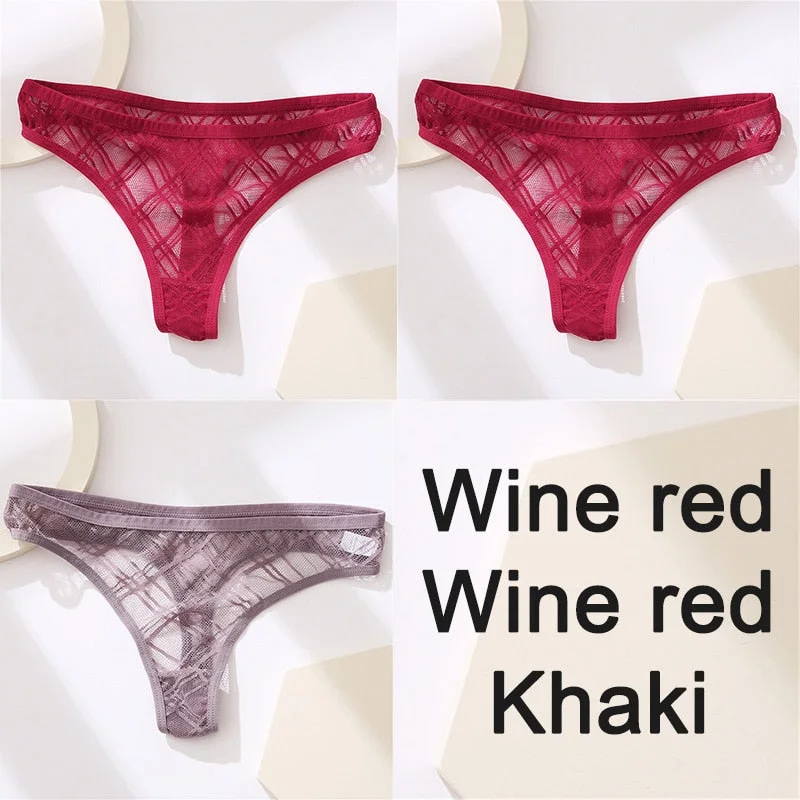 Sexy Lingerie Lace Panties Women Underwear G-String Perspective Thong Pantys Mesh Low Waist Female Briefs Intimate Underpants
