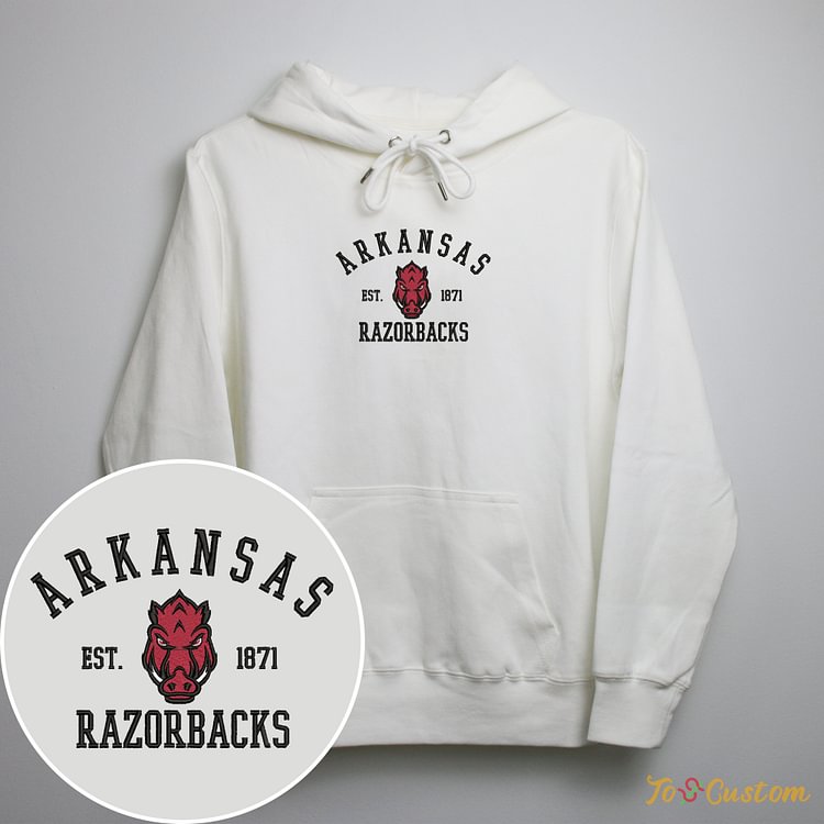 TOSCUSTOM™ NCAA Custom Arkansas Razorbacks Est 1871 Embroidered Sweatshirts