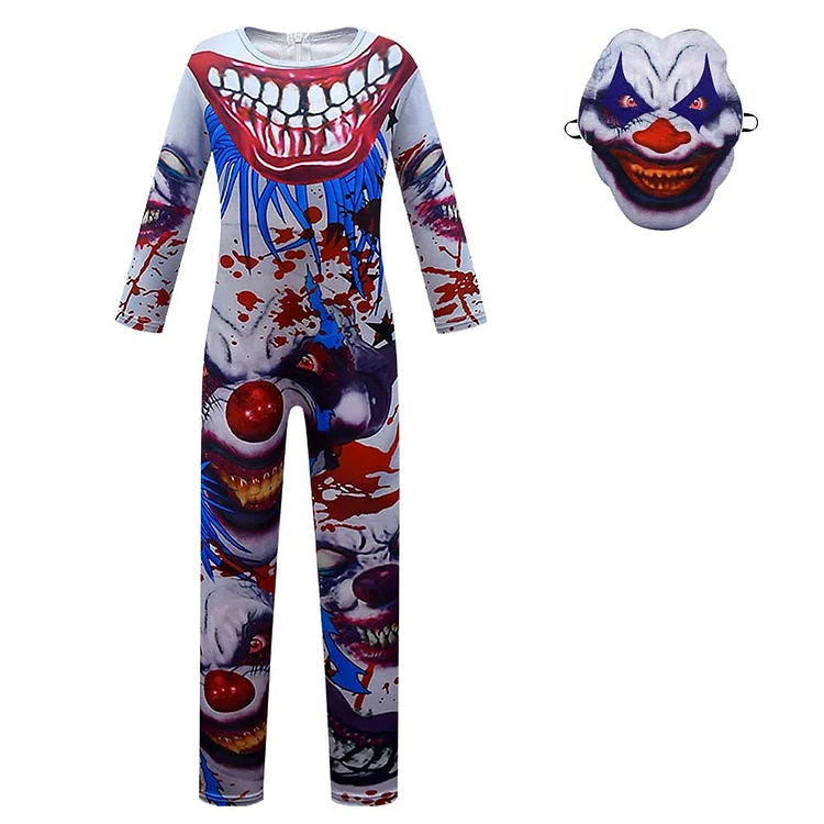 Kids Children Clown Jumpsuit Outfits Cosplay Costume Halloween Carnival Suit