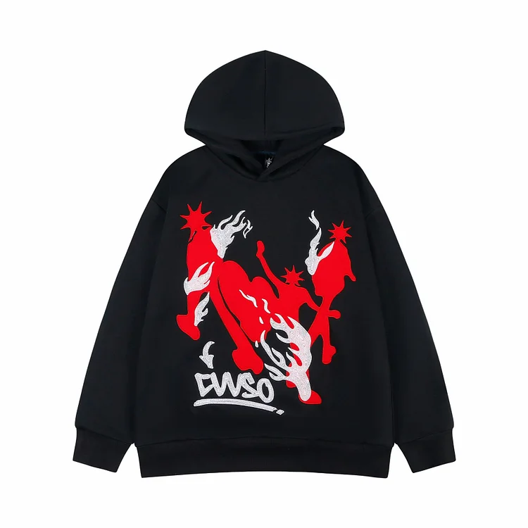 Hip Hop Retro High Street Printed Fleece Hoodie at Hiphopee