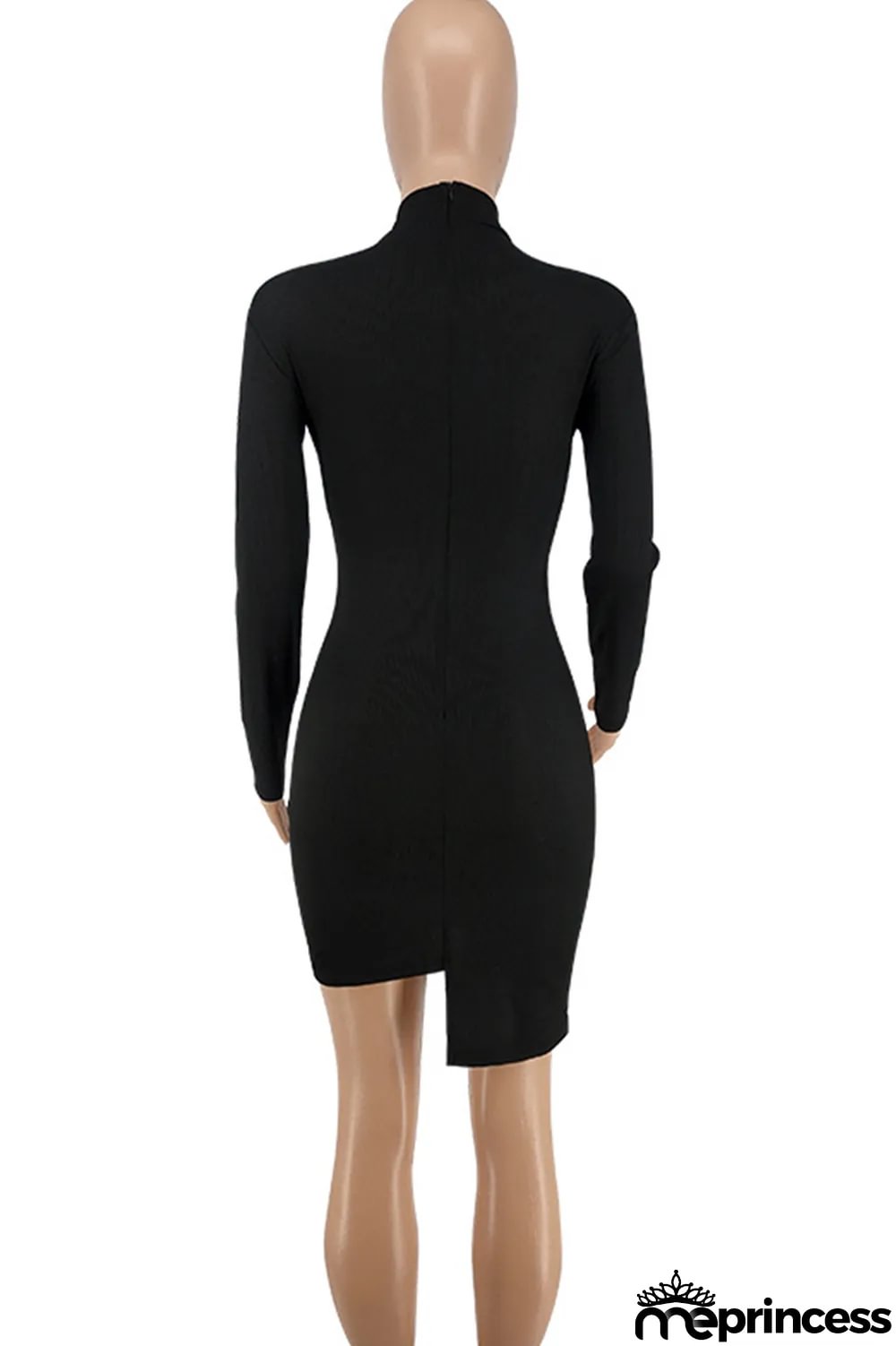 Red Fashion Sexy Patchwork Hollowed Out Asymmetrical O Neck Long Sleeve Dresses
