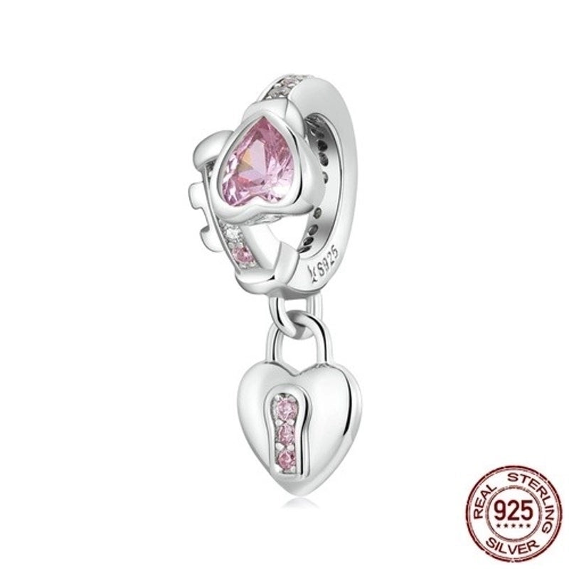 Minimalist Heart Shape Sterling Silver Inlay Rhinestones Charms Jewelry Accessories