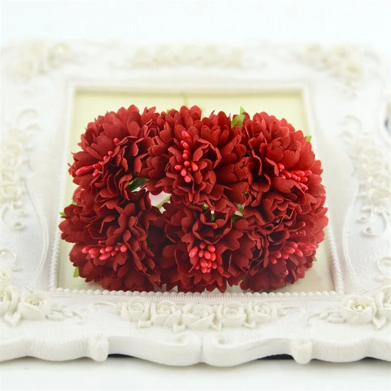 6pcs/lot Mini Artificial Silk Rose Flower Bouquet For Wedding Home Decoration DIY Handmade Crafts Accessories Fake Flowers