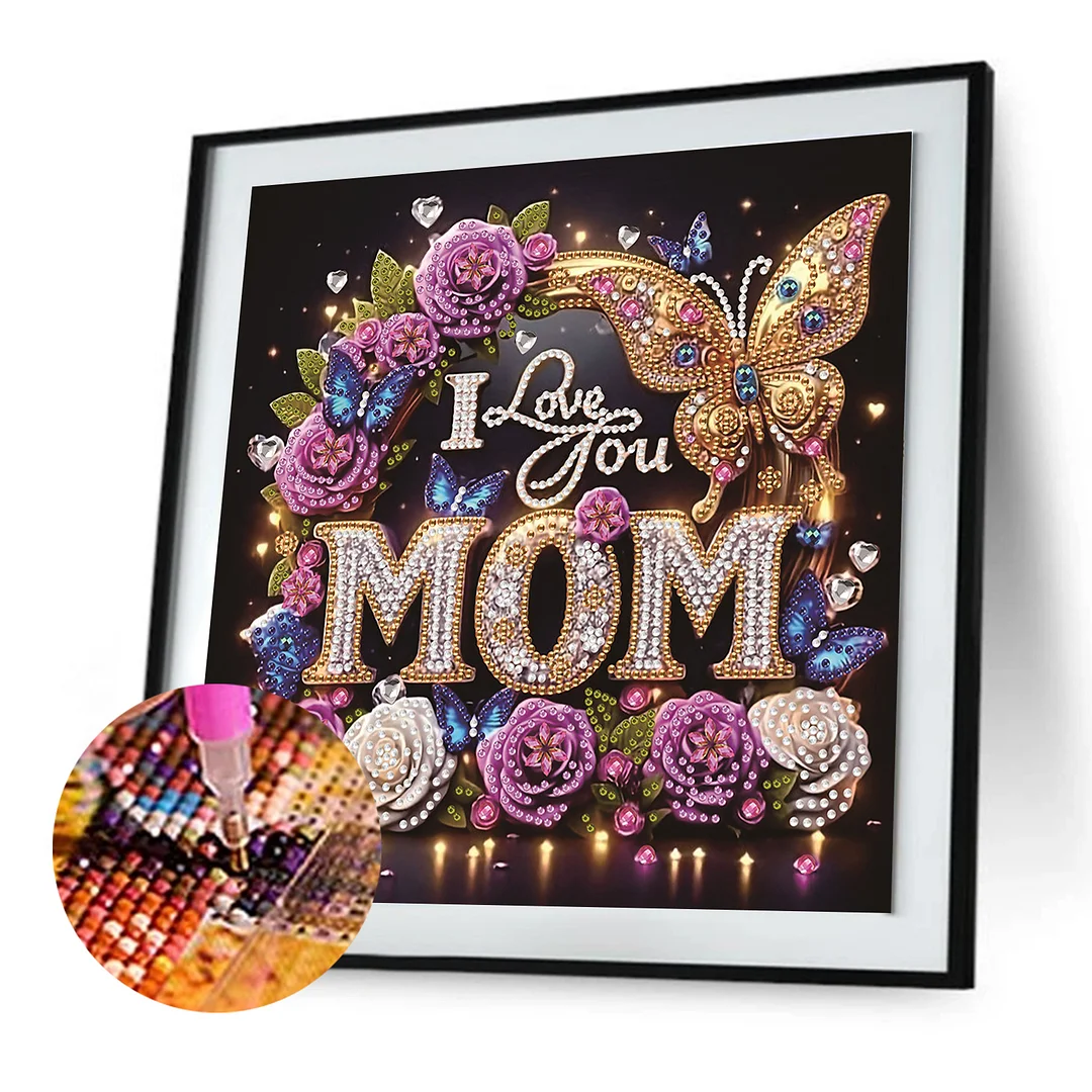 Diamond Painting - Partial Special Shaped Drill - I Love You Mom(Canvas|30x30cm)