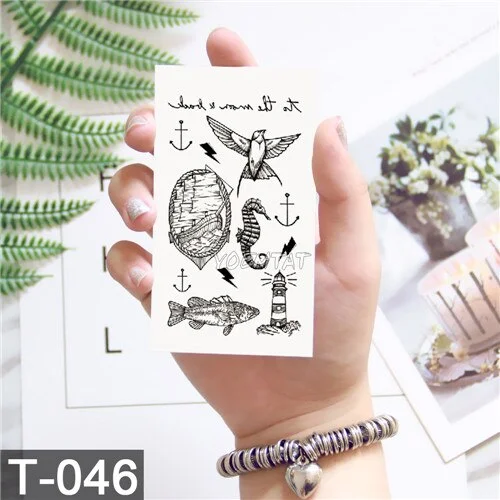 Geometric Moose Elk Arrow Temporary Tattoo Panda Women Hand Tatoo Sticker Triangle Wolf Body Arm Art Waterproof Tattoo Men
