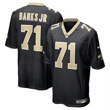 Youth New Orleans Saints #71 Kelvin Banks Jr.  Black 2025 NFL Draft First Round Pick Game Jersey