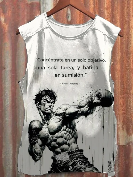 Men's Sports Boxing Print Workout Tank Top