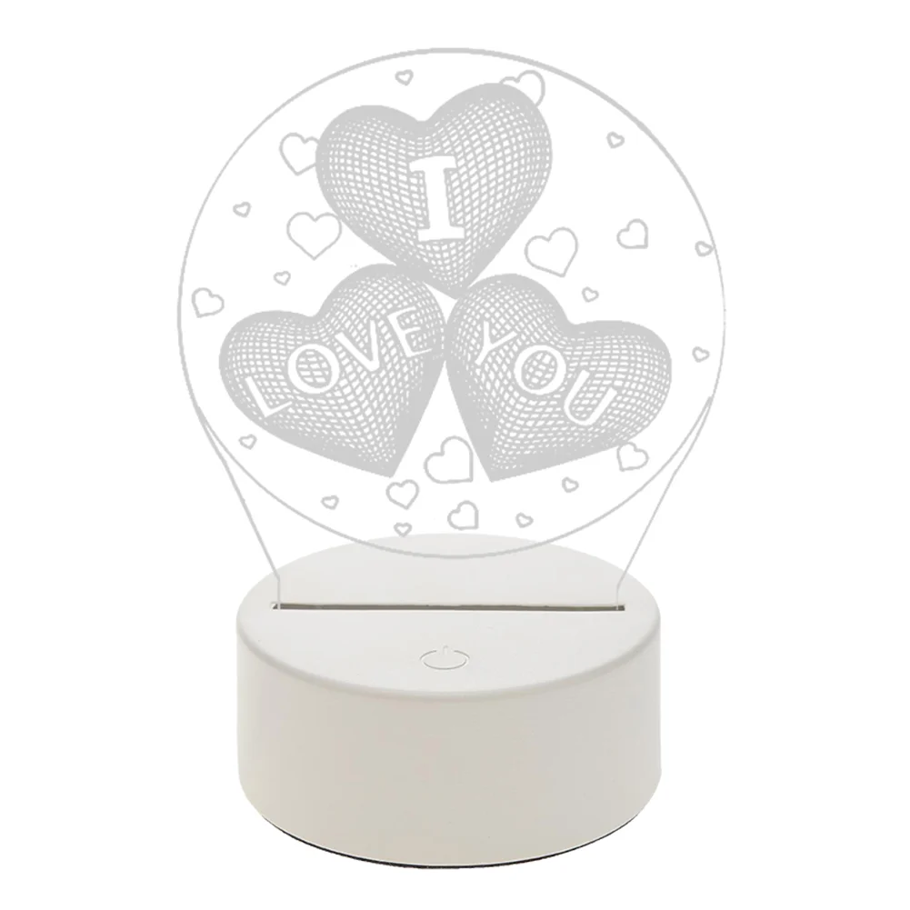 USB 3D LED Bedside Night Light Romantic Love Acrylic Desktop Table Lamp (B)