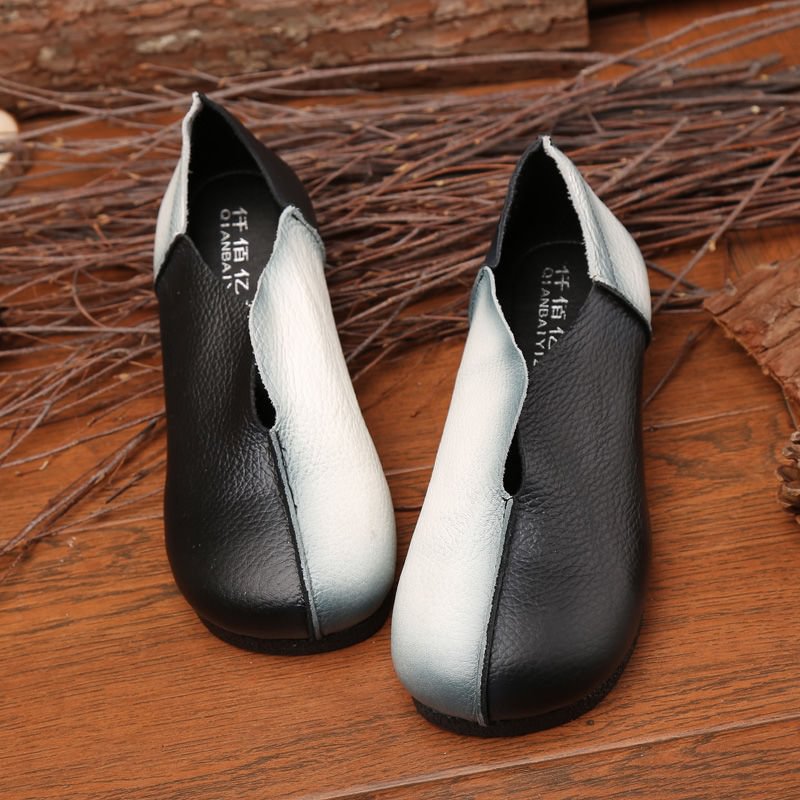 Luxury Designer Handmade Vintage Flats Women's Loafers Summer Genuine Leather Driving Shoes For Women Two Tone Moccasins Ladies