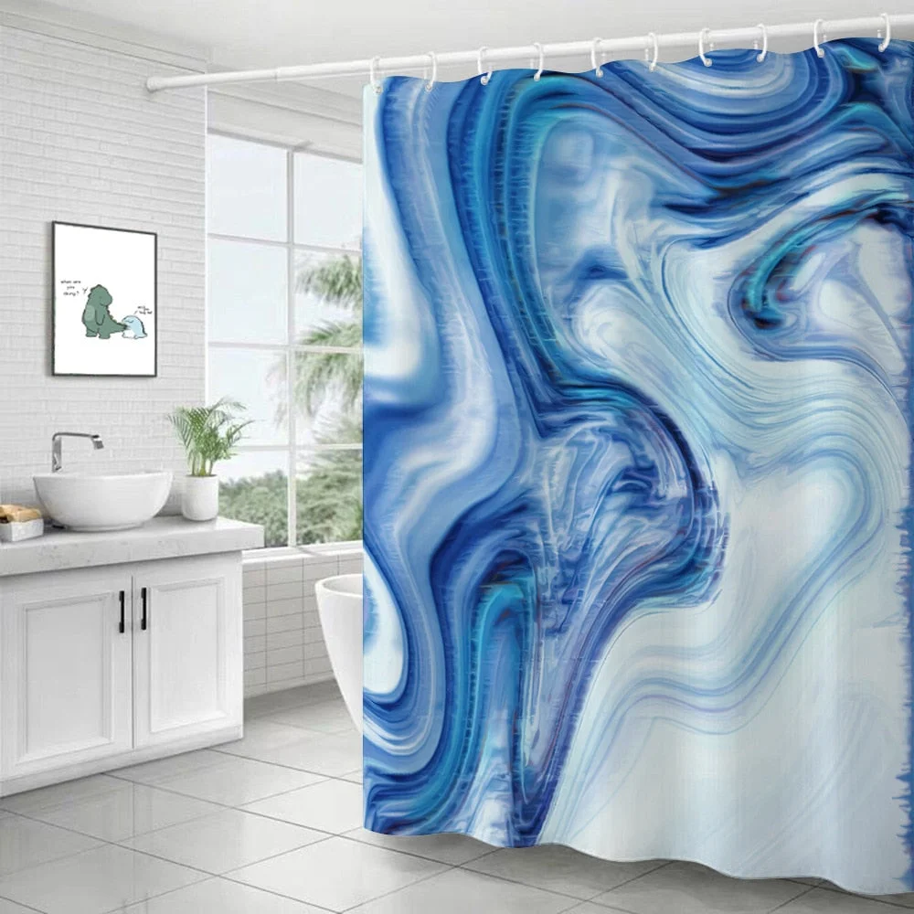 Polyester Abstract Marble Shower Curtain 3D Stripe Printing Colorful Bathroom Curtains Waterproof Fabric Bath Curtain Decor