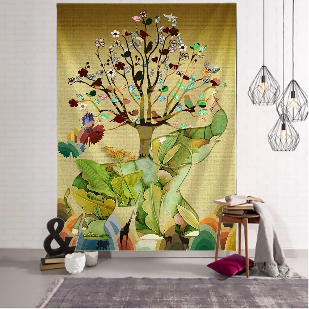 Bohemian Mandala Elephant Tapestry Wall HangingSandy BeachPicnic Throw Rug Blanket Camping Tent Travel Sleeping Pad Custom Room