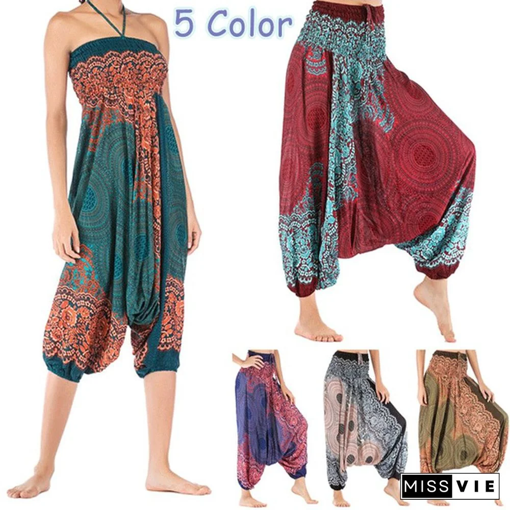 Fashion Boho Printed Pants Aladdin Harem Hippie Jumpersuit Pants For Women