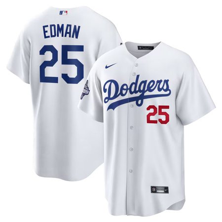 Youth Los Angeles Dodgers #25 Tommy Edman  White 2025 World Series Champions Home Limited Jersey