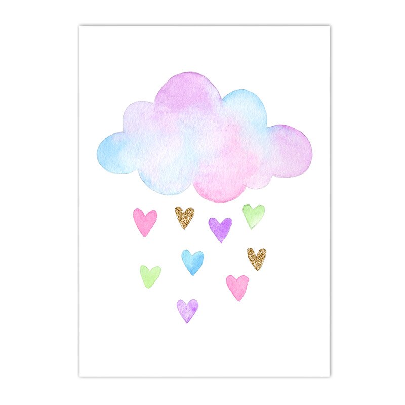 Rainbow Cloud Nursery Art Canvas Print Unicorn Wall Painting Custom Name Poster Nordic Wall Art Pictures Baby Kids Room Decor