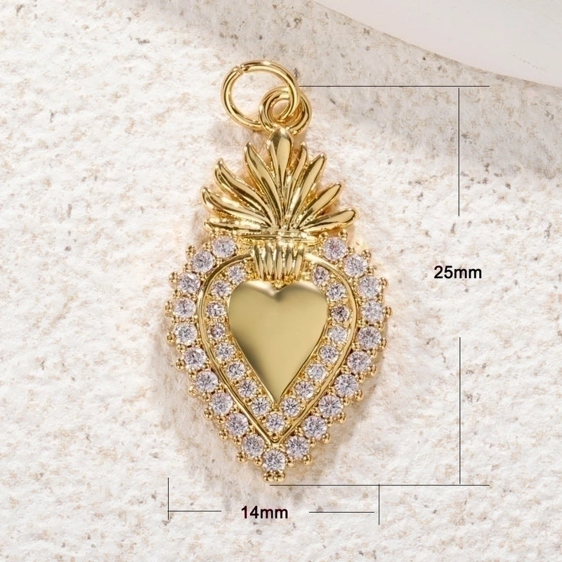 1 Piece Copper Zircon Gold Plated Inlay Pendant
