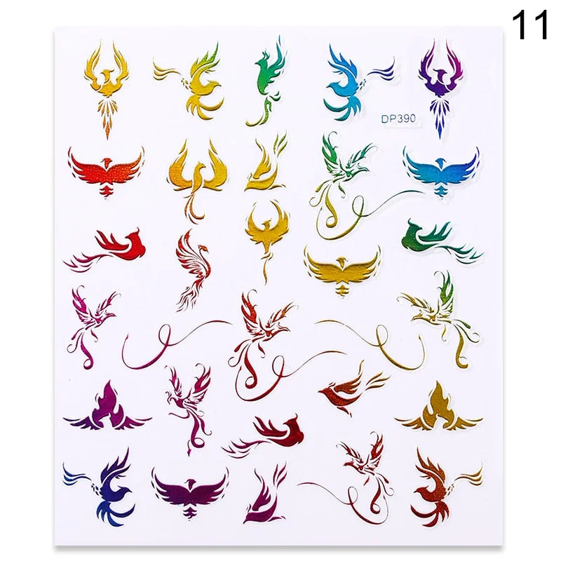 1 Sheet 3D Nail Sticker Gold Colorful Snake Rose Pattern Transfer Decals Sliders For Nails DIY Nail Art Decoration Manicures