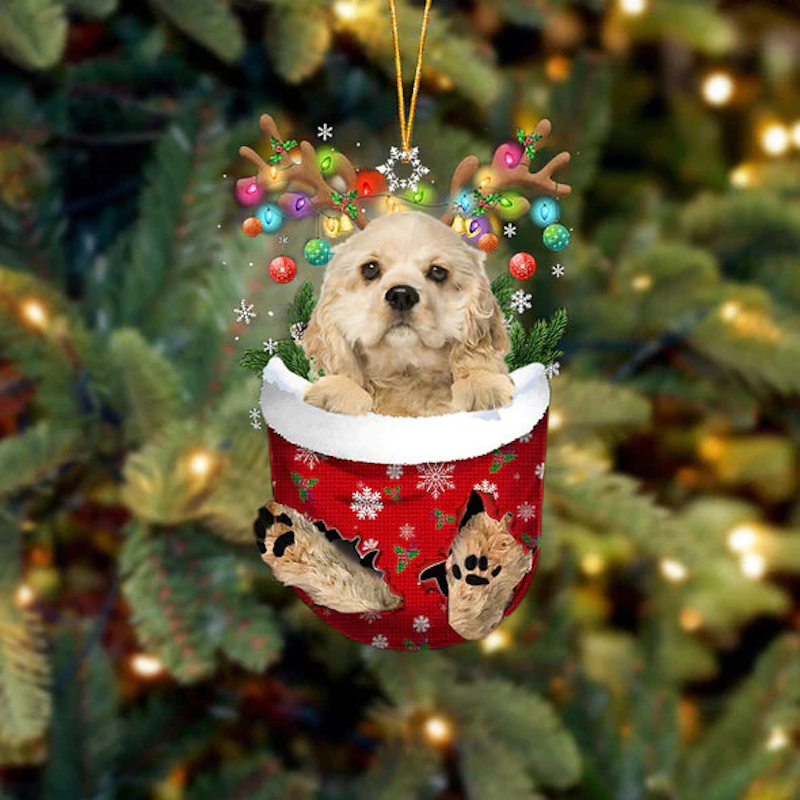 VigorDaily Cocker Spaniel In Snow Pocket Christmas Ornament SP091