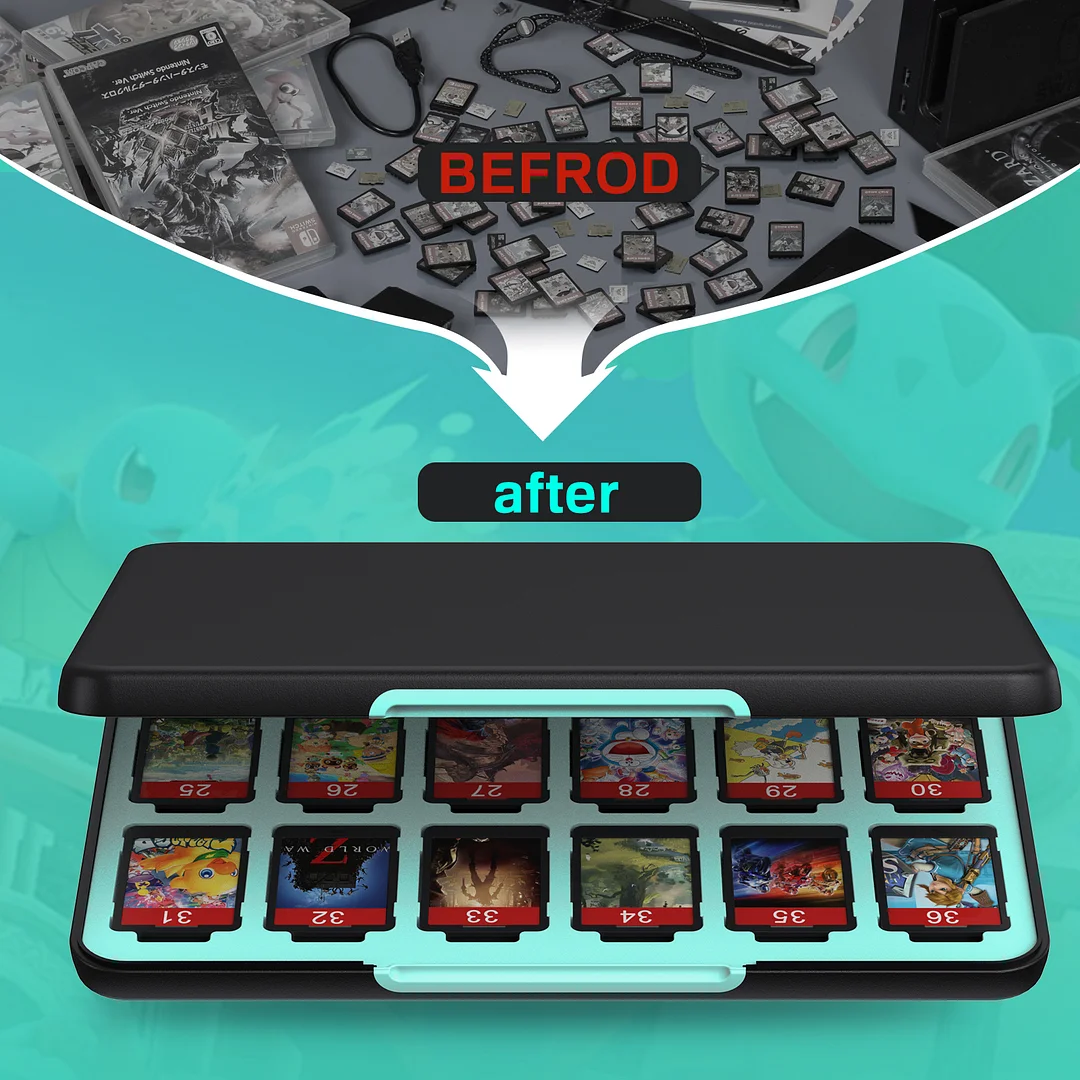 DinoFire Switch Game Holder for Nintendo Switch Game, Switch Game Card Case Holder with 36 Slots Switch Cartridge Case Storage with Magnetic Clip & Soft Lining