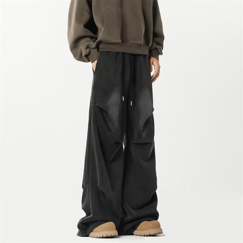 Vintage Pleated Wide-Leg Washed Casual Pants - Sopula｜Premium Graphic Tees & Graphic Clothing