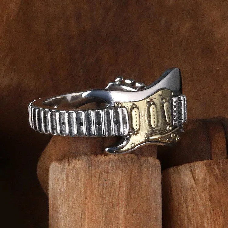 Coutureaura Rockstar Punk Guitar Strum Rebellion Ring
