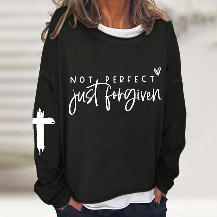 Comstylish Not Perfect Just Forgiven Casual Long Sleeve Sweatshirt