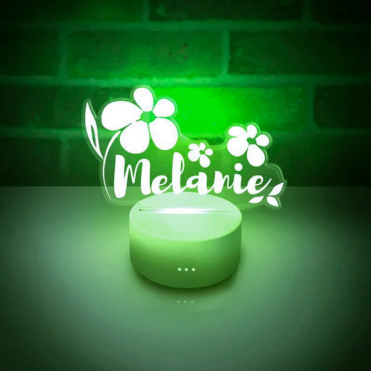 Personalized Flower Night Light Custom Name Changeable Color Lamp