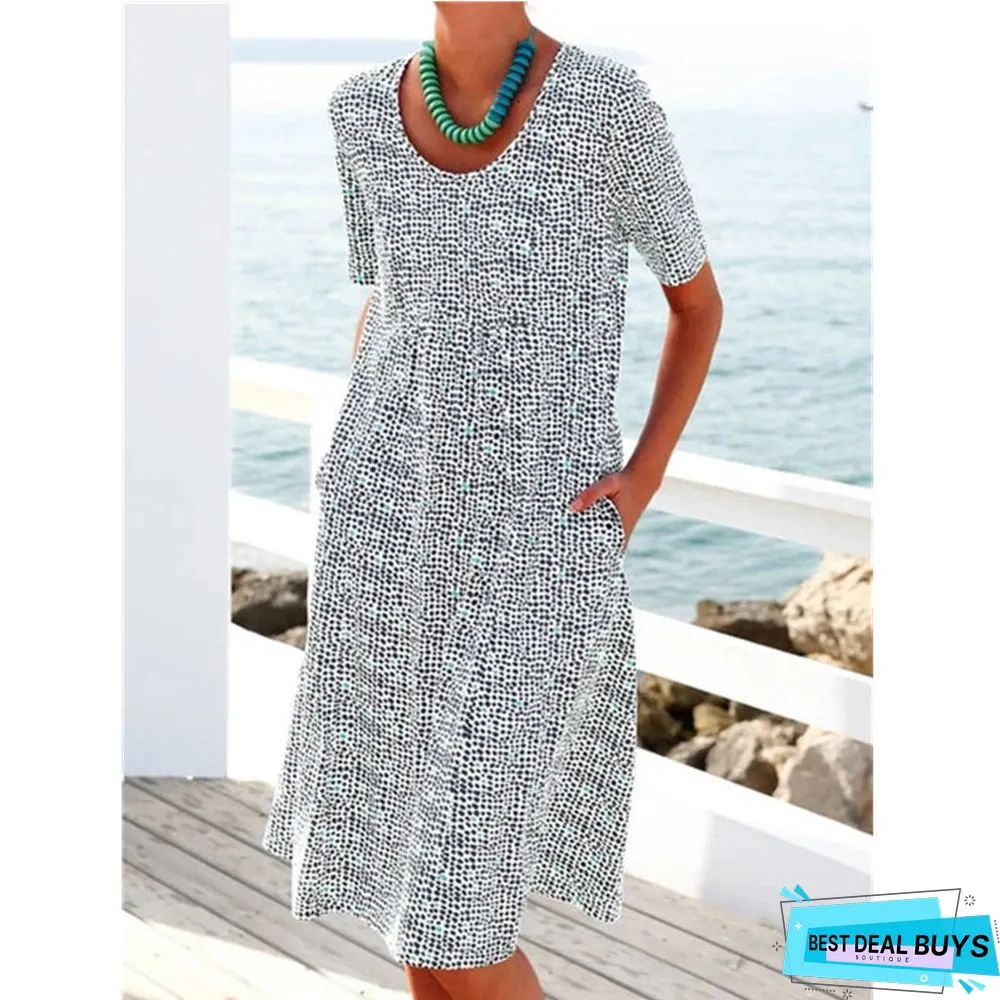 Summer Small Fresh Large Size Women's Floral Mid Length Dress