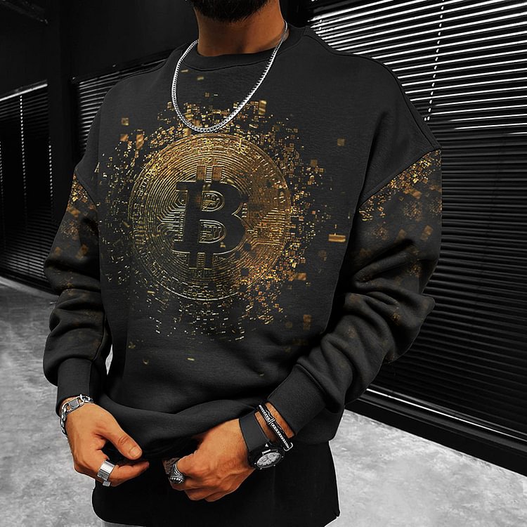 BrosWear Trendy Gold Bitcoin Casual Sweatshirt