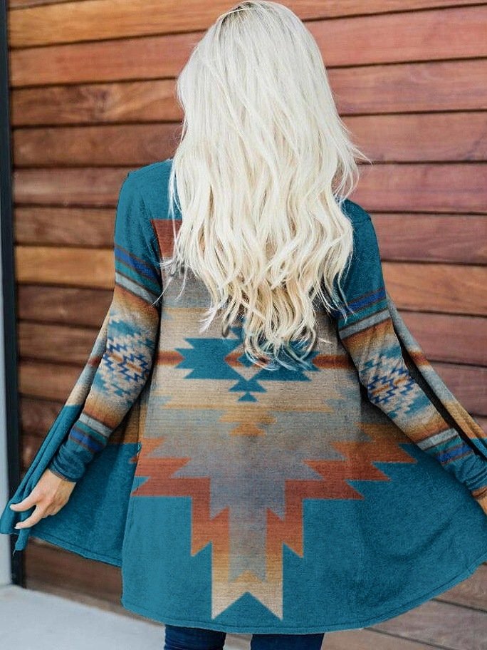 Women's Western Aztec Print Casual Cardigan