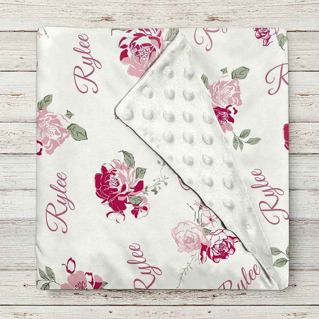 Personalized Rose Garden Baby Girl Name Blanket 