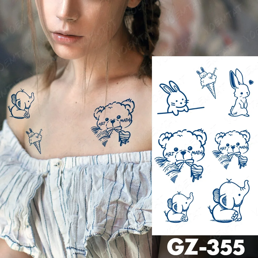 Sdrawing Juice Lasting Ink Waterproof Temporary Tattoo Sticker Genipin Herbal Tatoo Women Body Art Fake Tatto Snake Flower